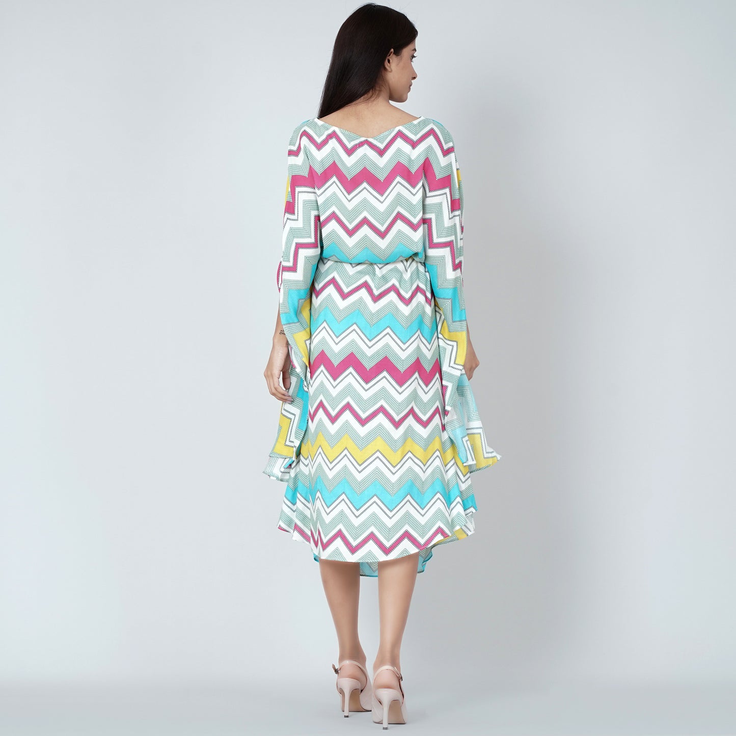Blue and Pink Chevron Long Dress