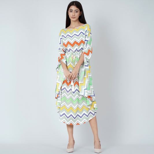 Orange and Yellow Chevron Long Dress