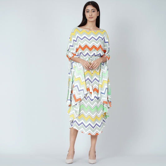Orange and Yellow Chevron Long Dress