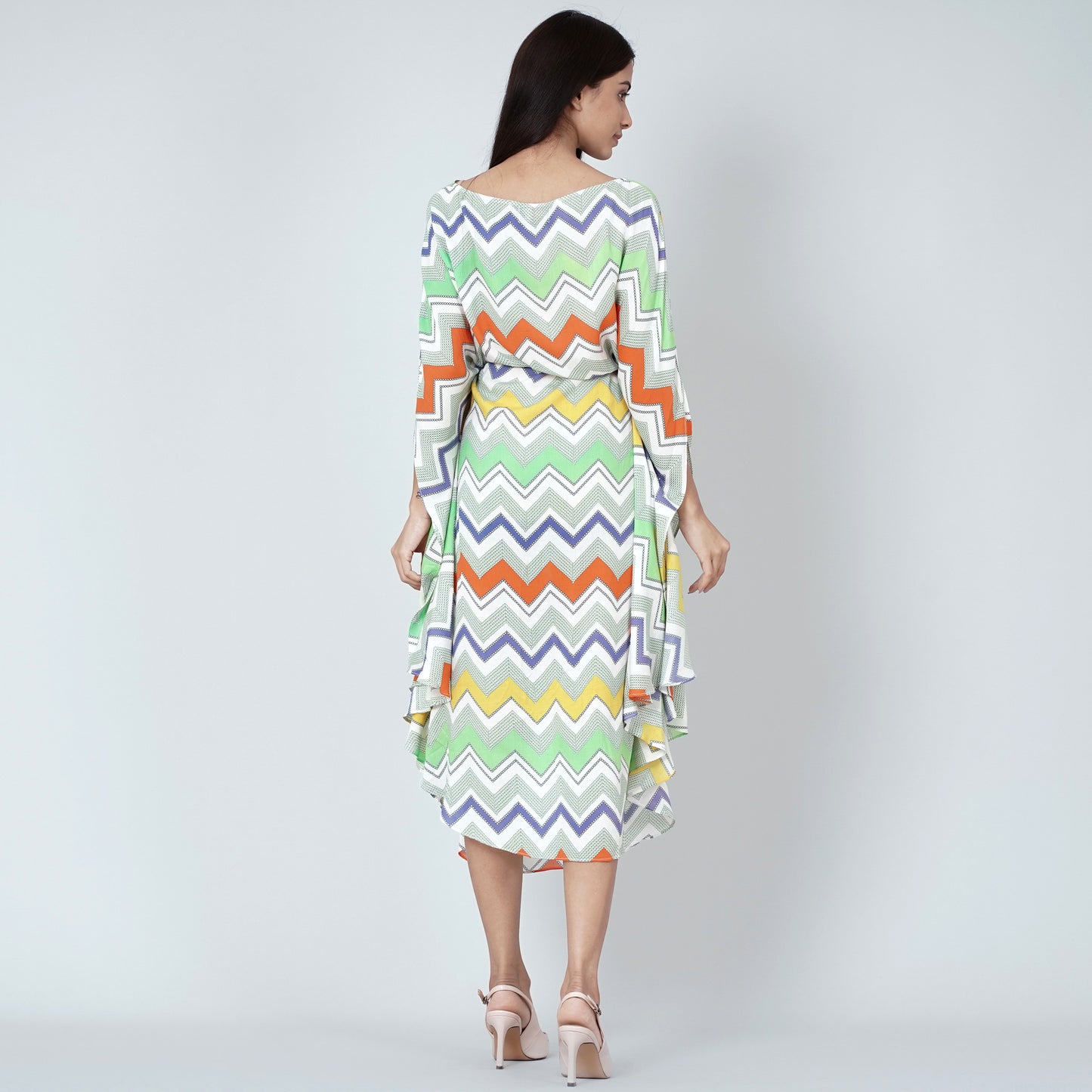 Orange and Yellow Chevron Long Dress
