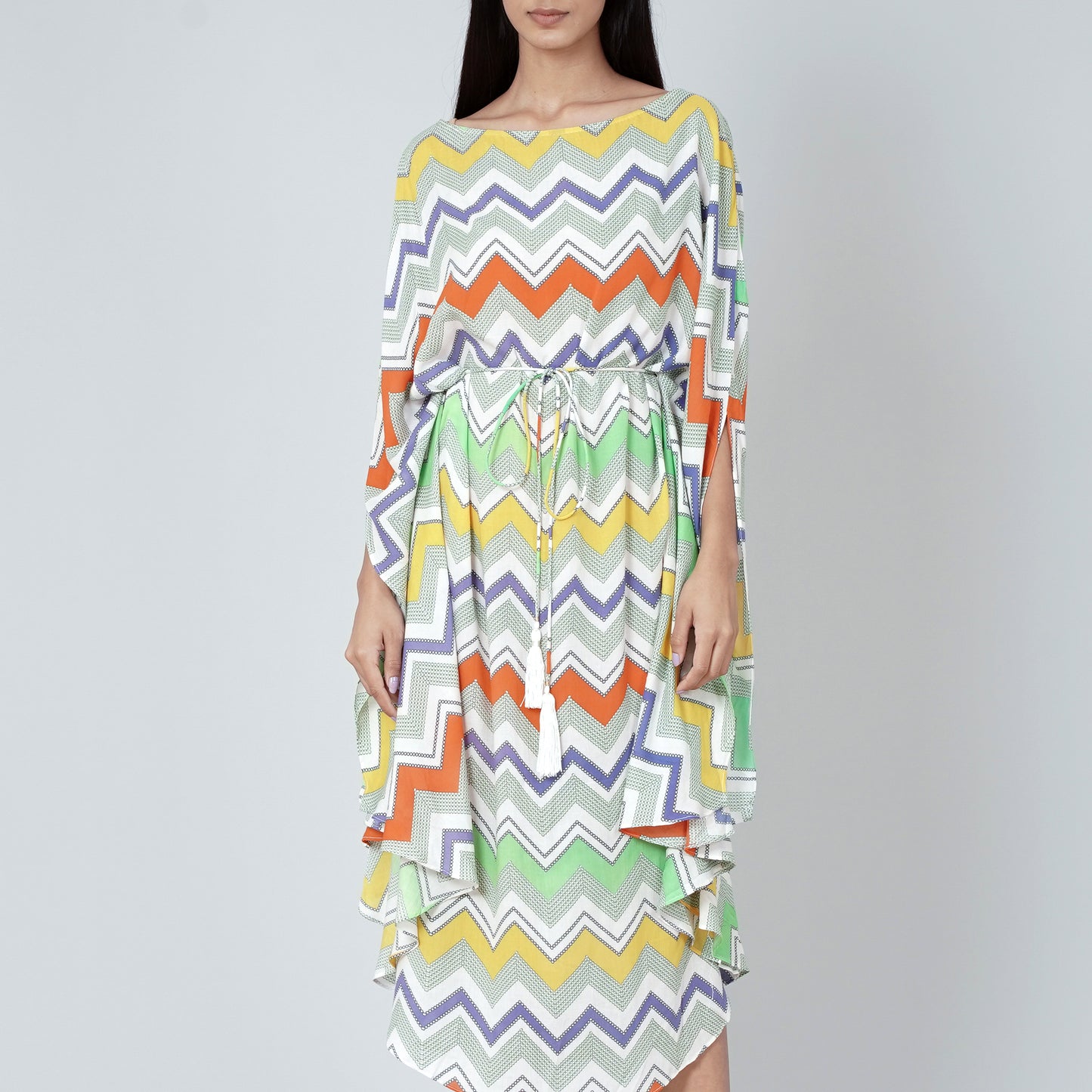 Orange and Yellow Chevron Long Dress