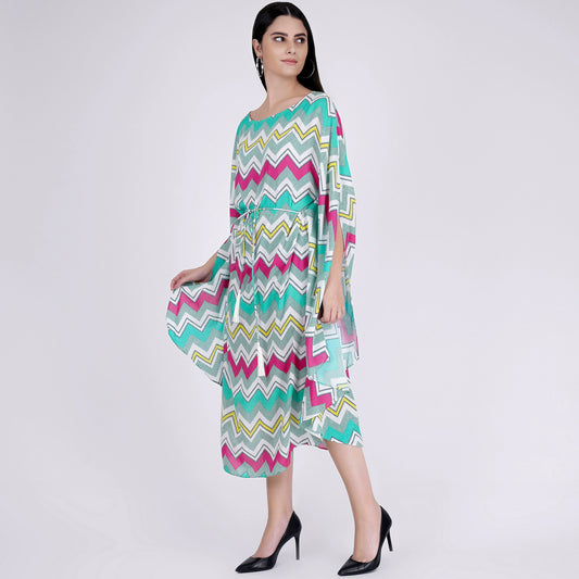 Pink and Green Chevron Long Dress