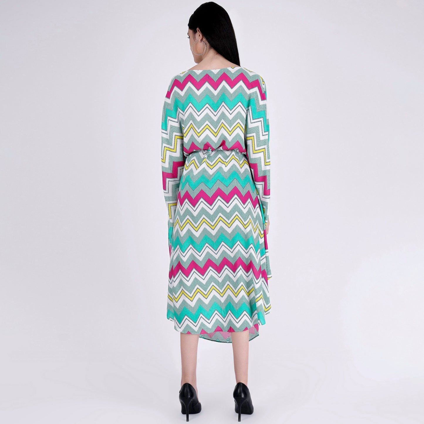 Pink and Green Chevron Long Dress