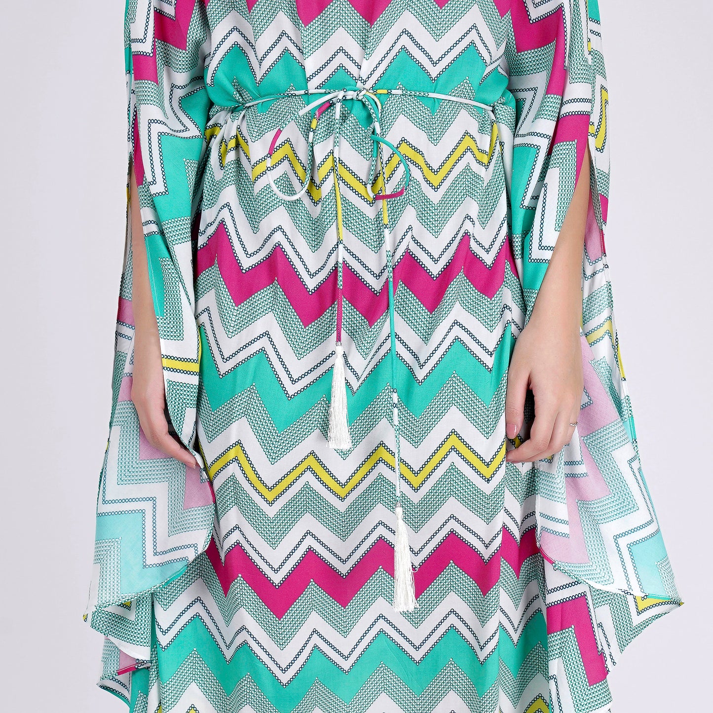 Pink and Green Chevron Long Dress
