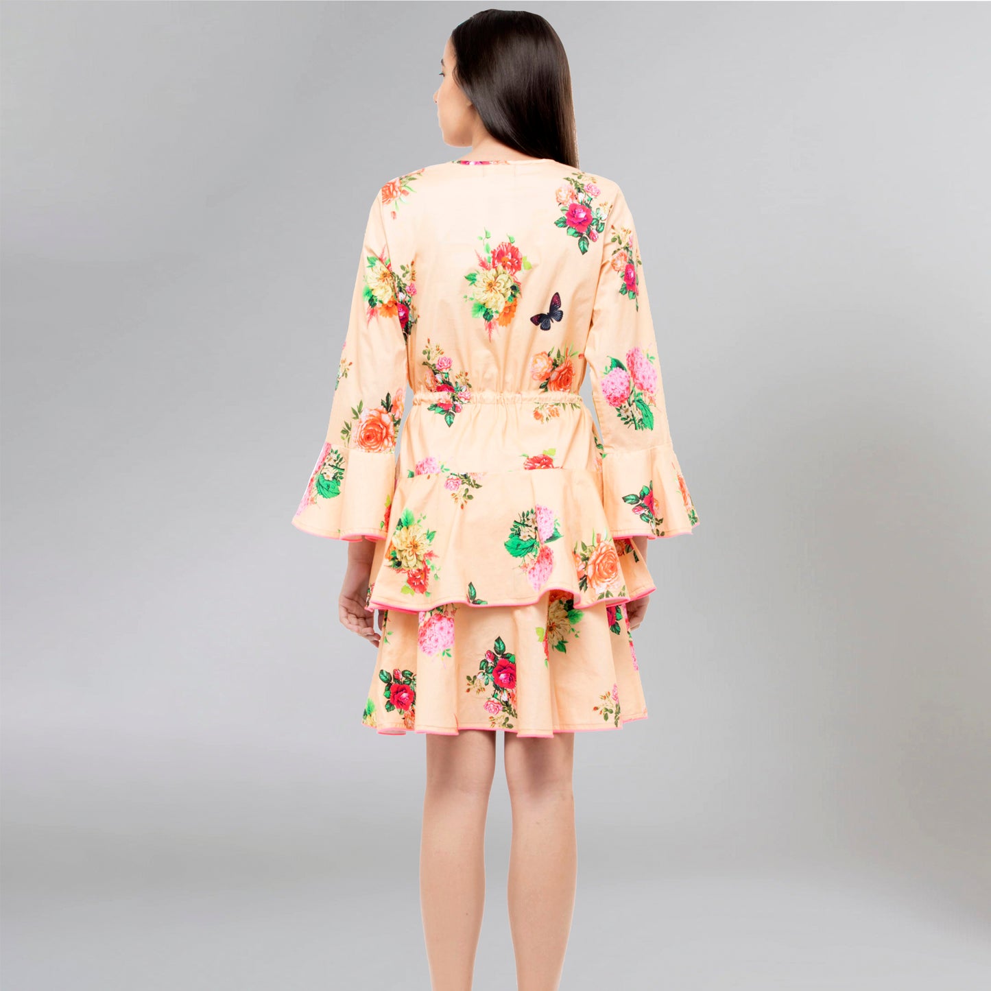 Yellow Floral Frill Dress