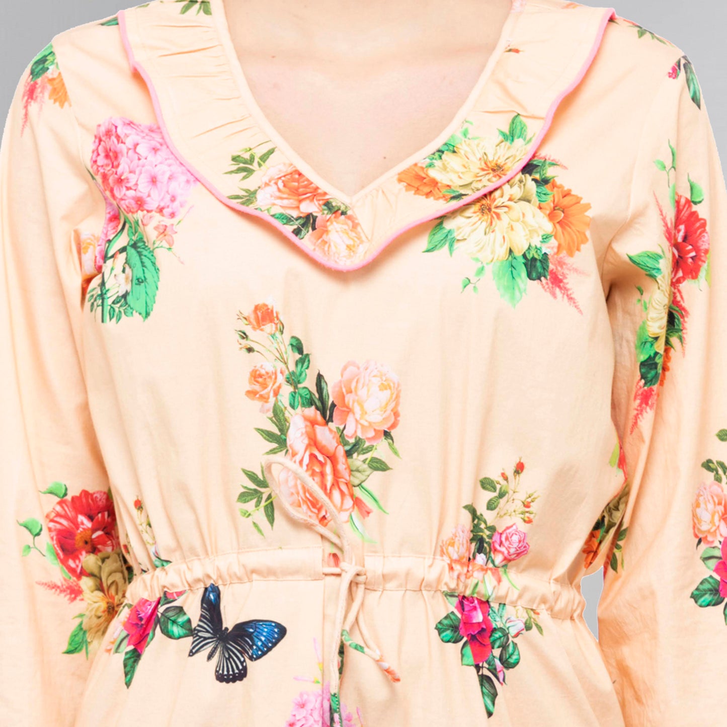 Yellow Floral Frill Dress