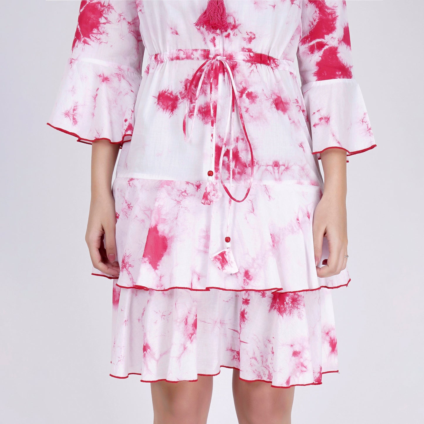Pink Tie-Dye Frill Dress
