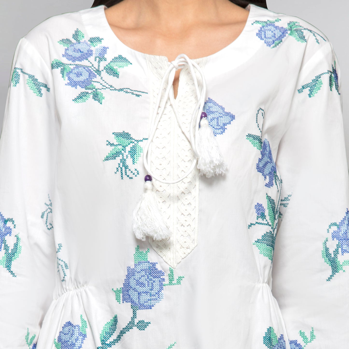 Blue Cross Stitch Dress