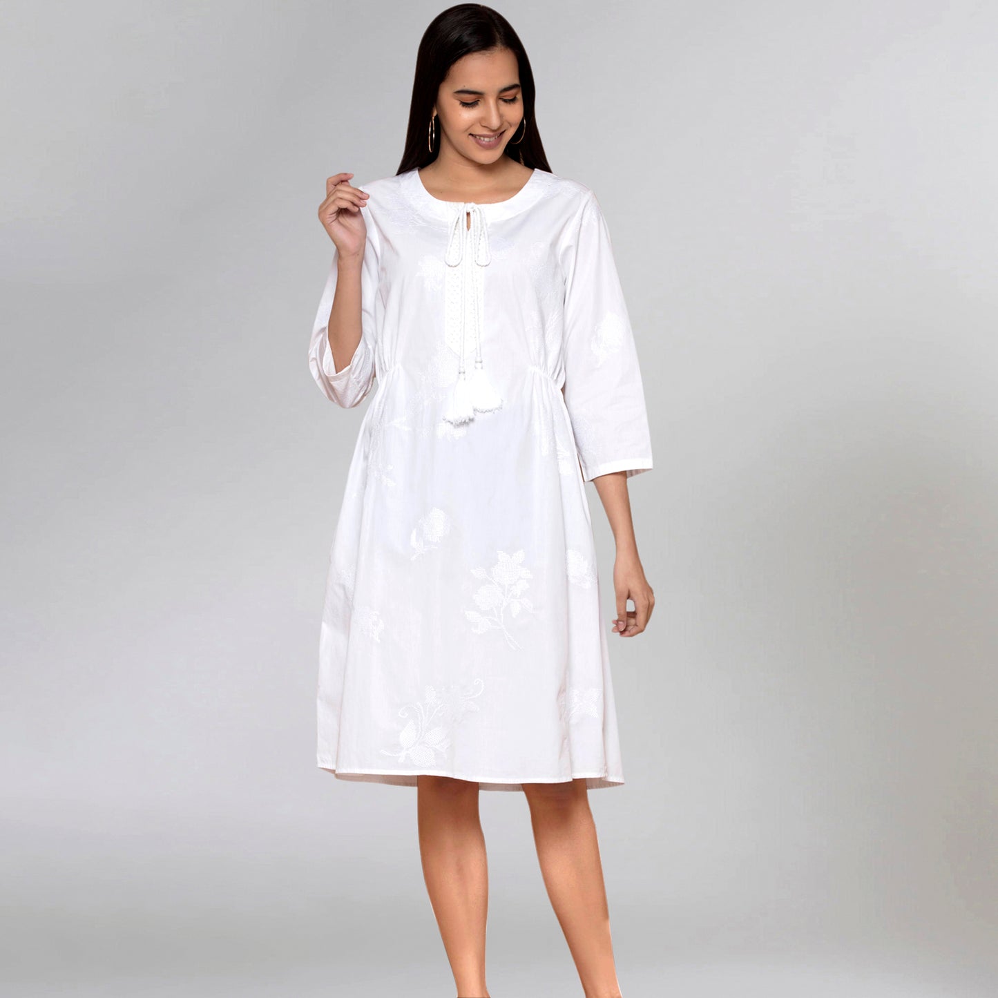 White Cross Stitch Dress