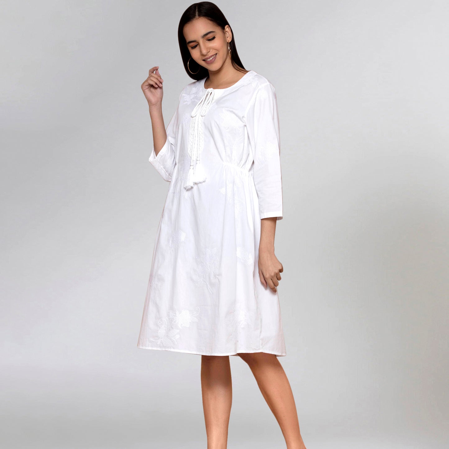 White Cross Stitch Dress