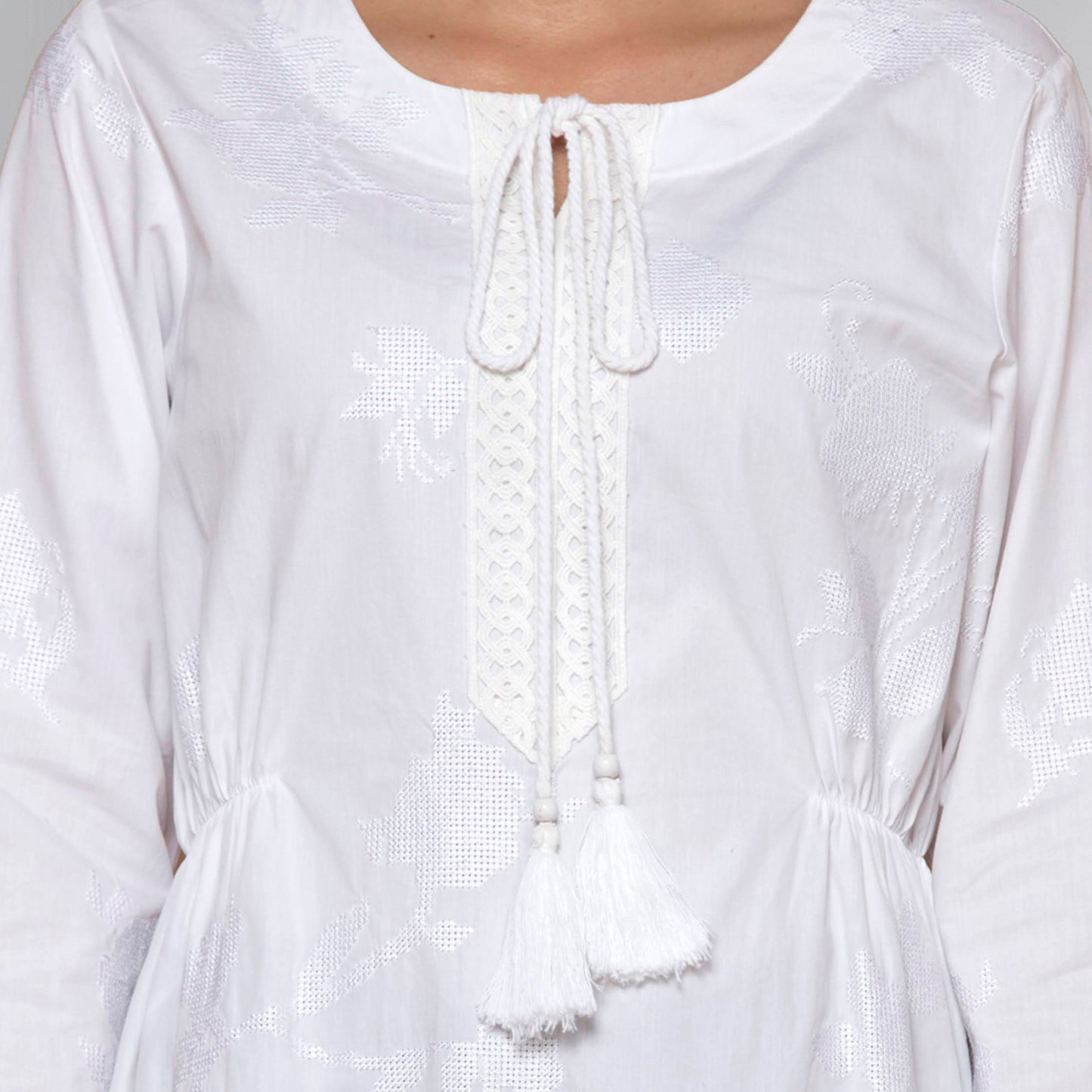 White Cross Stitch Dress