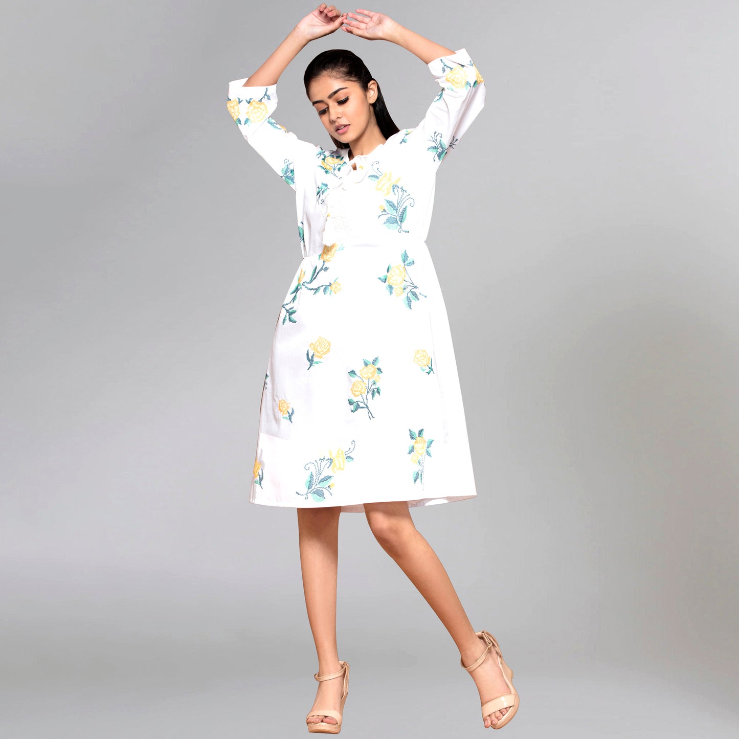 Yellow Cross Stitch Dress