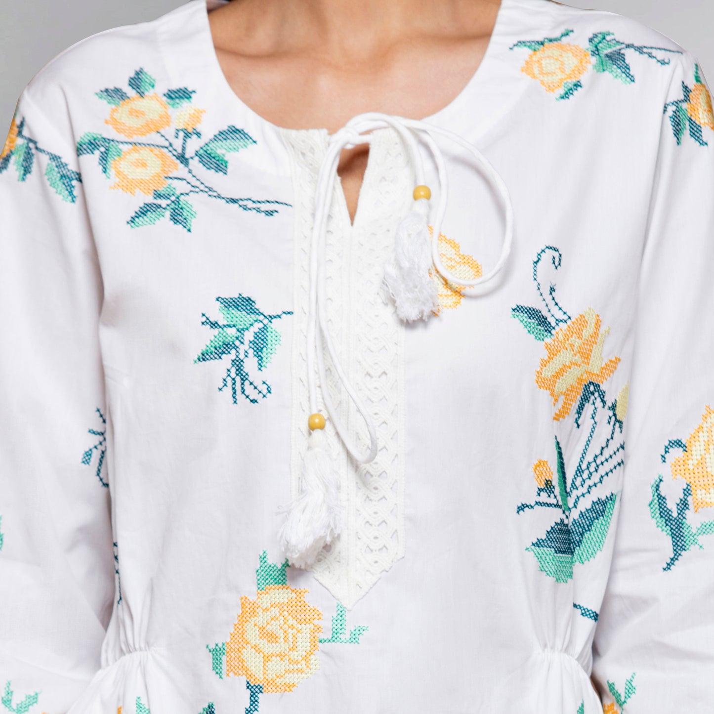 Yellow Cross Stitch Dress