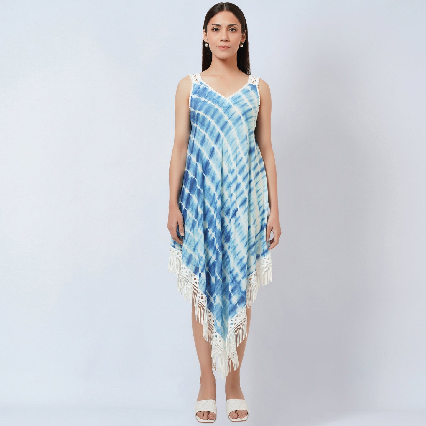 Blue Tie-Dye Handkerchief Dress