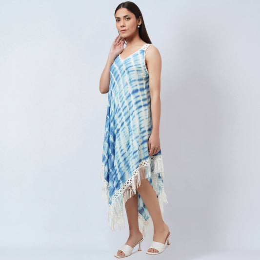Blue Tie-Dye Handkerchief Dress