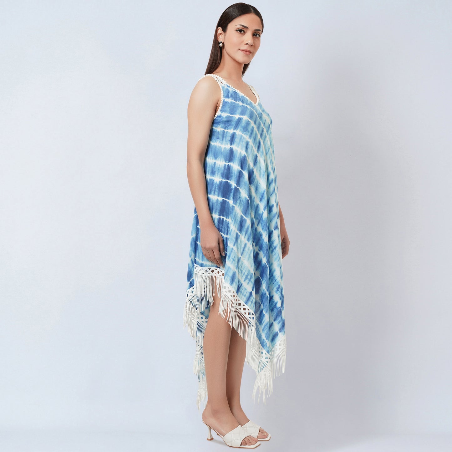 Blue Tie-Dye Handkerchief Dress