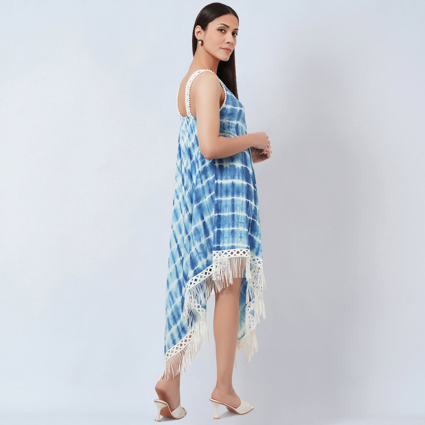 Blue Tie-Dye Handkerchief Dress