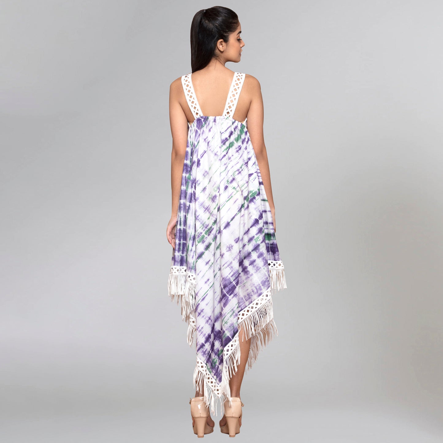 Purple and Green Tie-Dye Handkerchief Dress