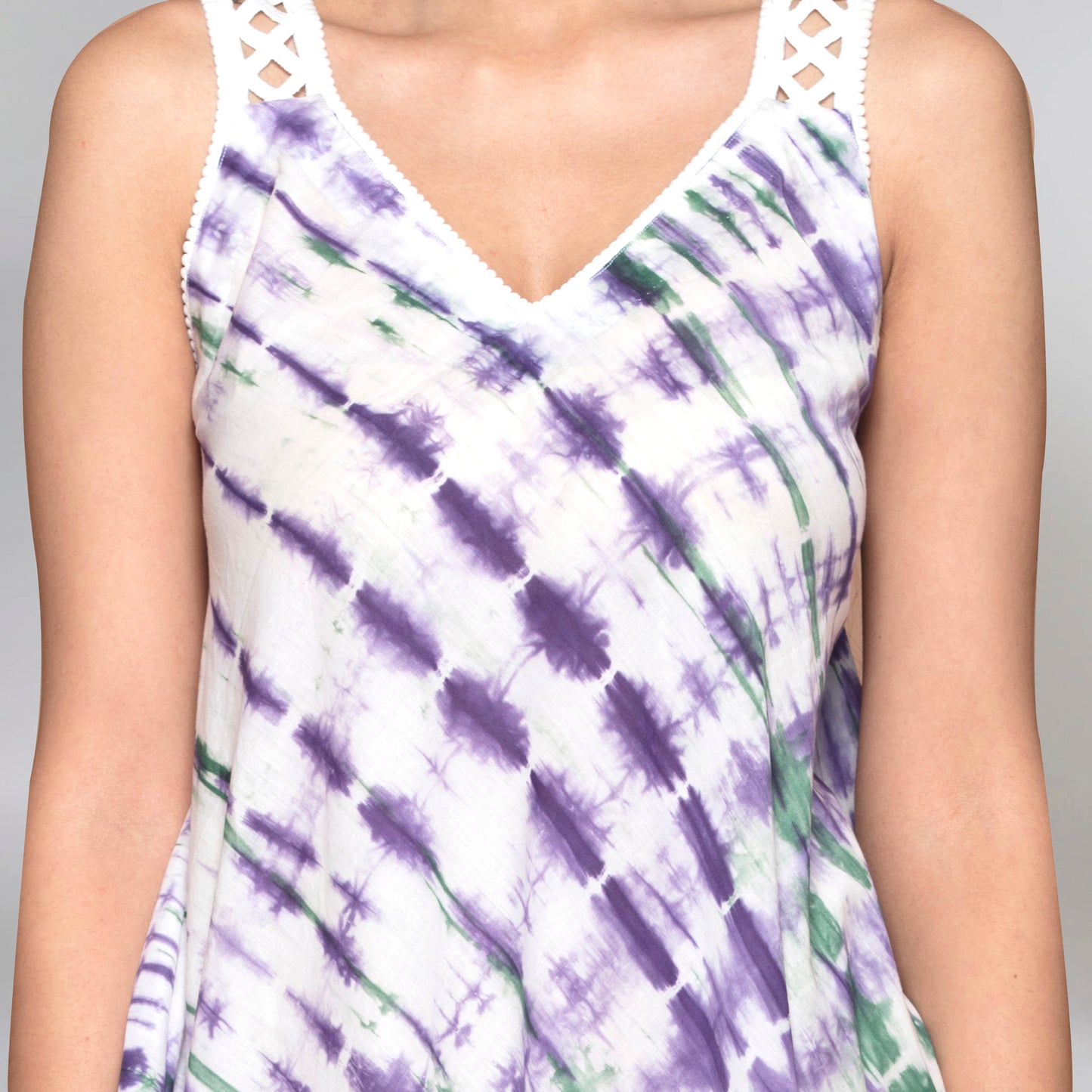 Purple and Green Tie-Dye Handkerchief Dress