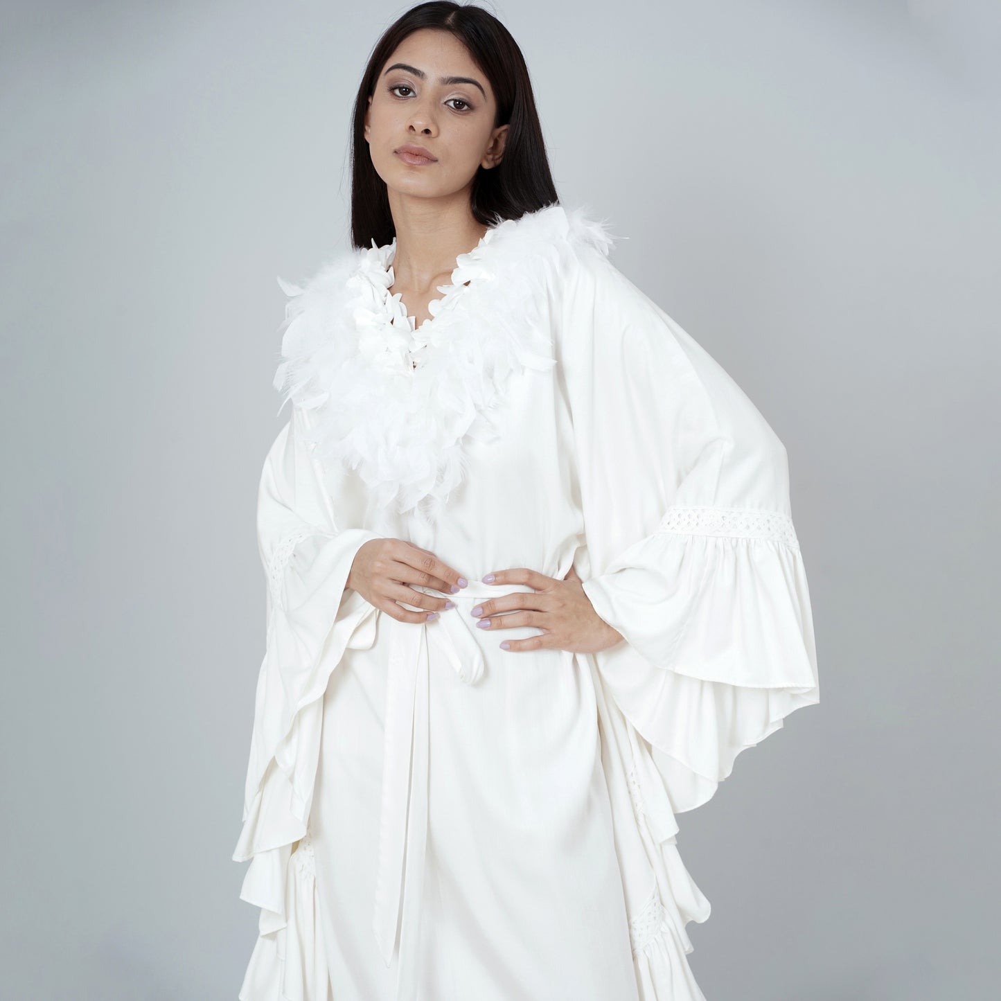 White Ruffle Long Dress