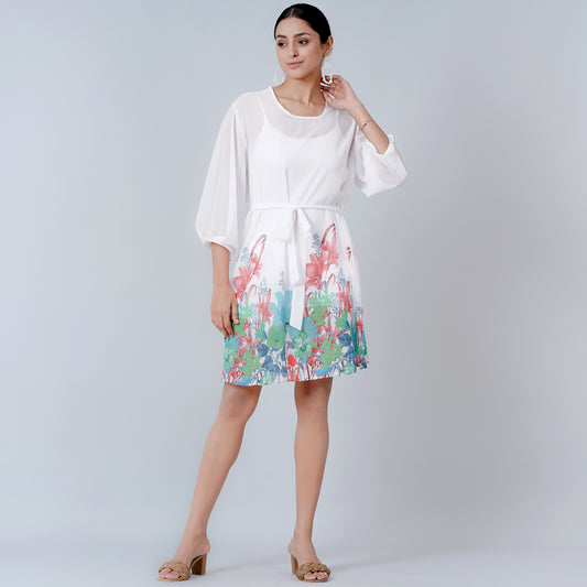 Redwood and Green Floral Dress