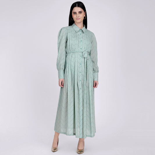 Green and White Chevron Maxi Dress