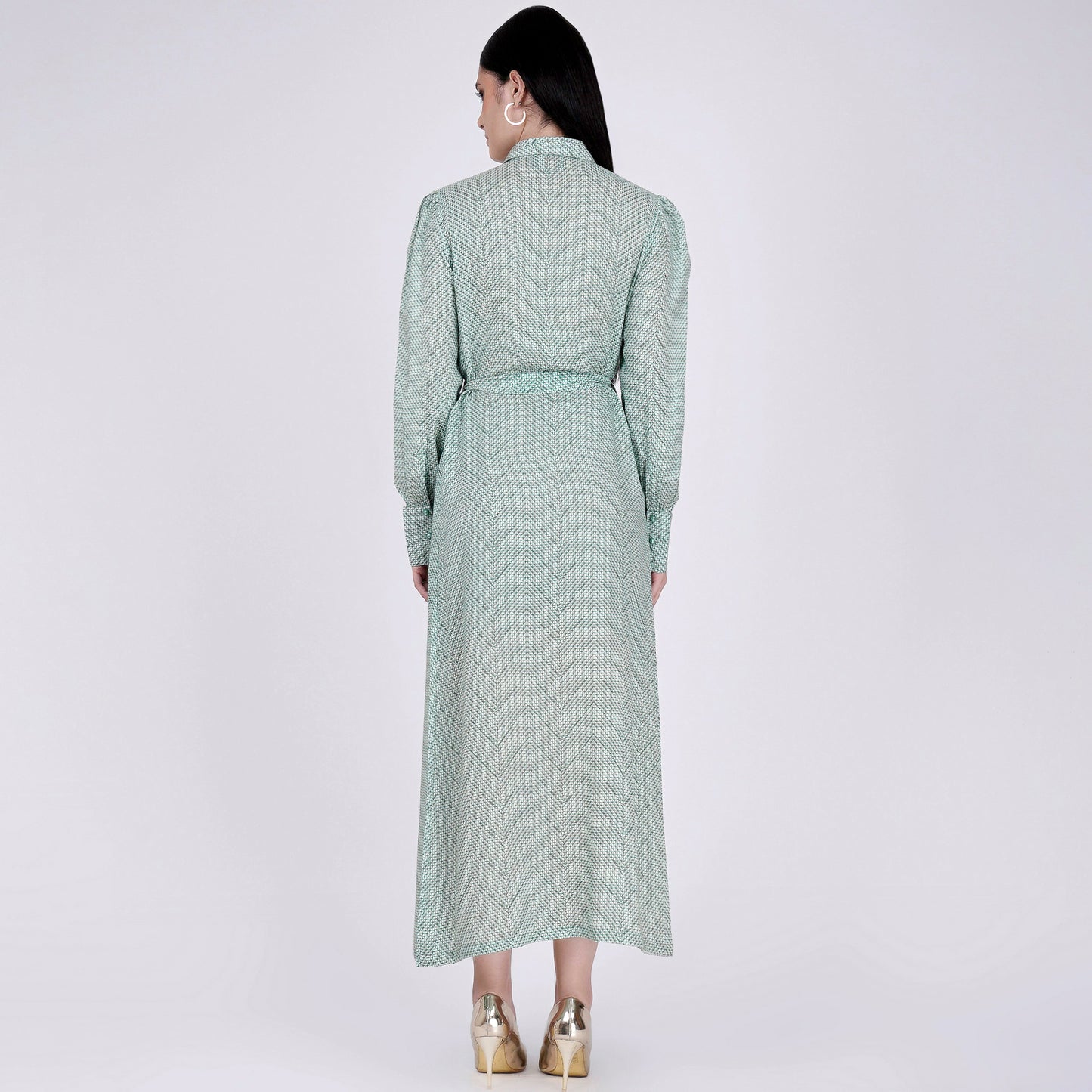 Green and White Chevron Maxi Dress