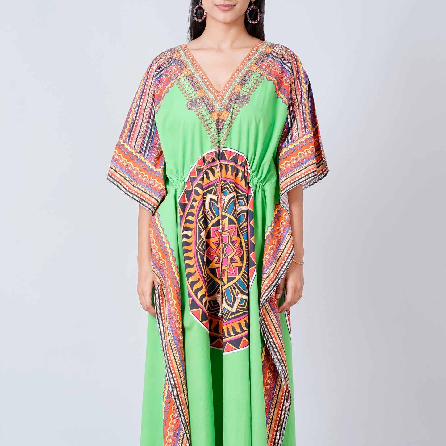 Green Tribal Full Length Kaftan