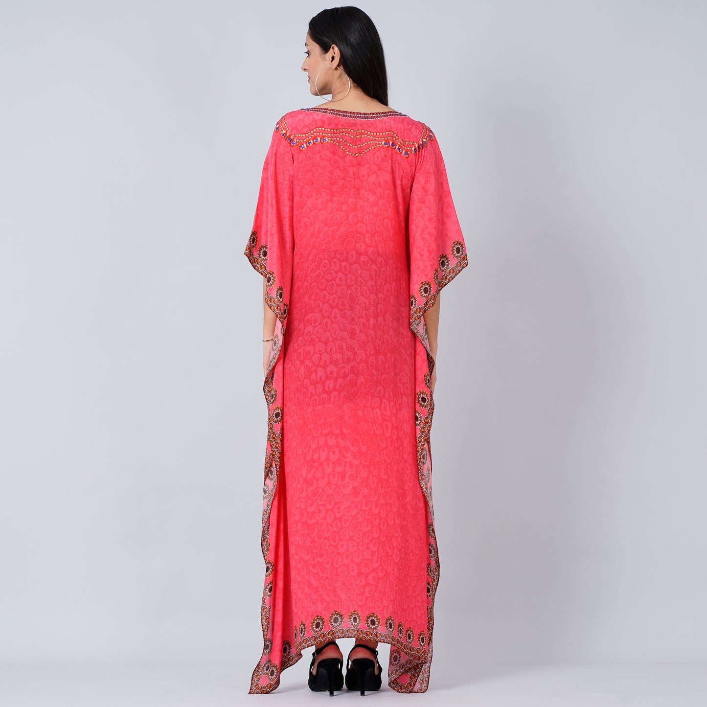 Hot Pink Pearl Full Length Kaftan