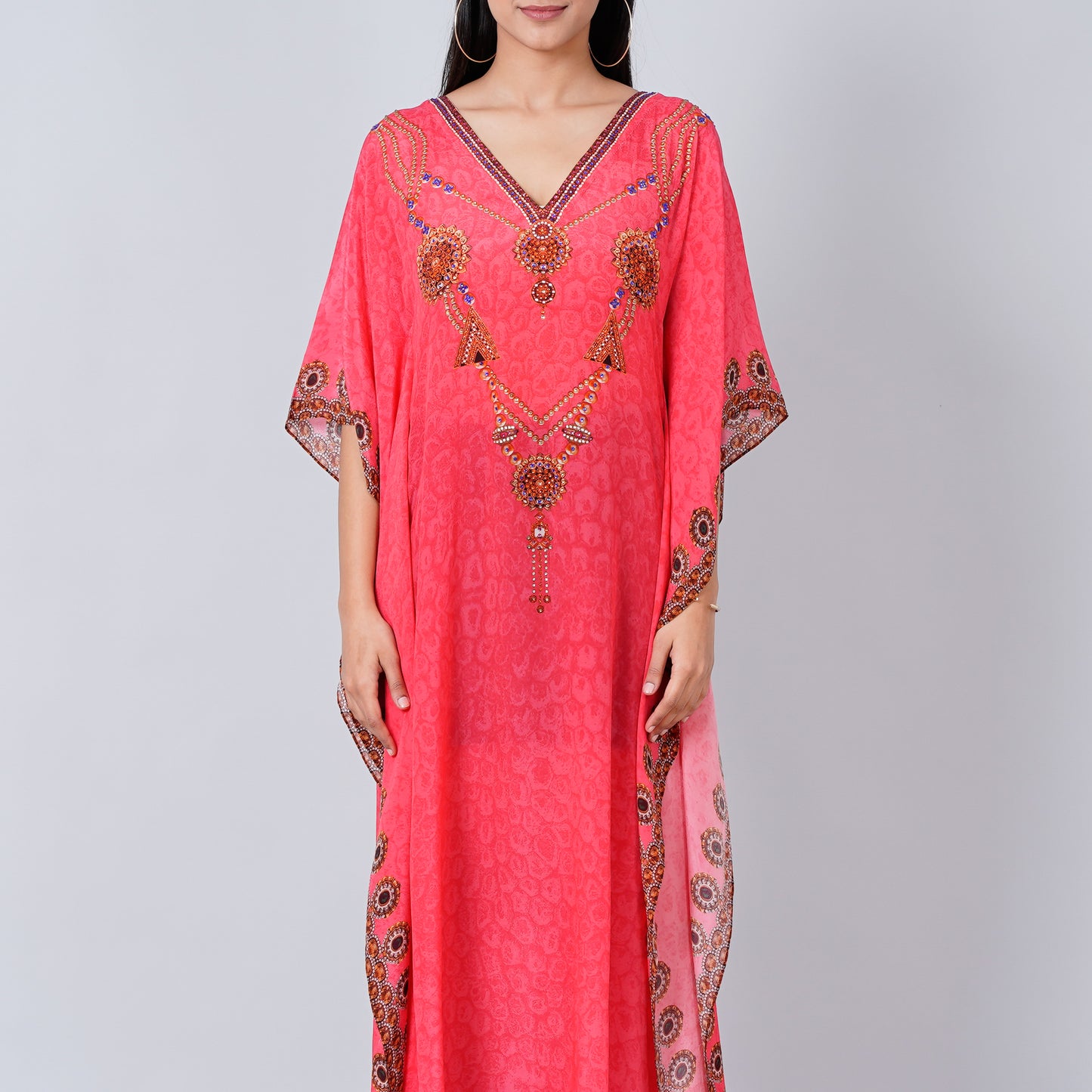Hot Pink Pearl Full Length Kaftan
