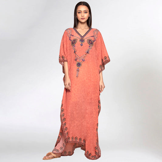 Orange Pearl Full Length Kaftan