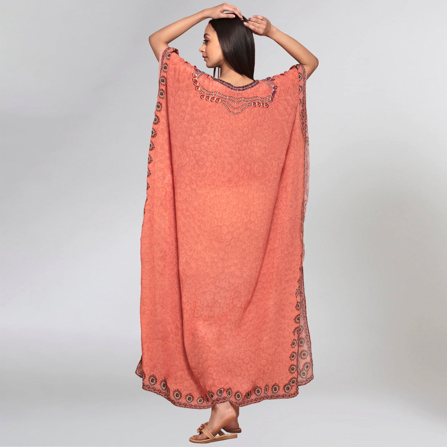 Orange Pearl Full Length Kaftan