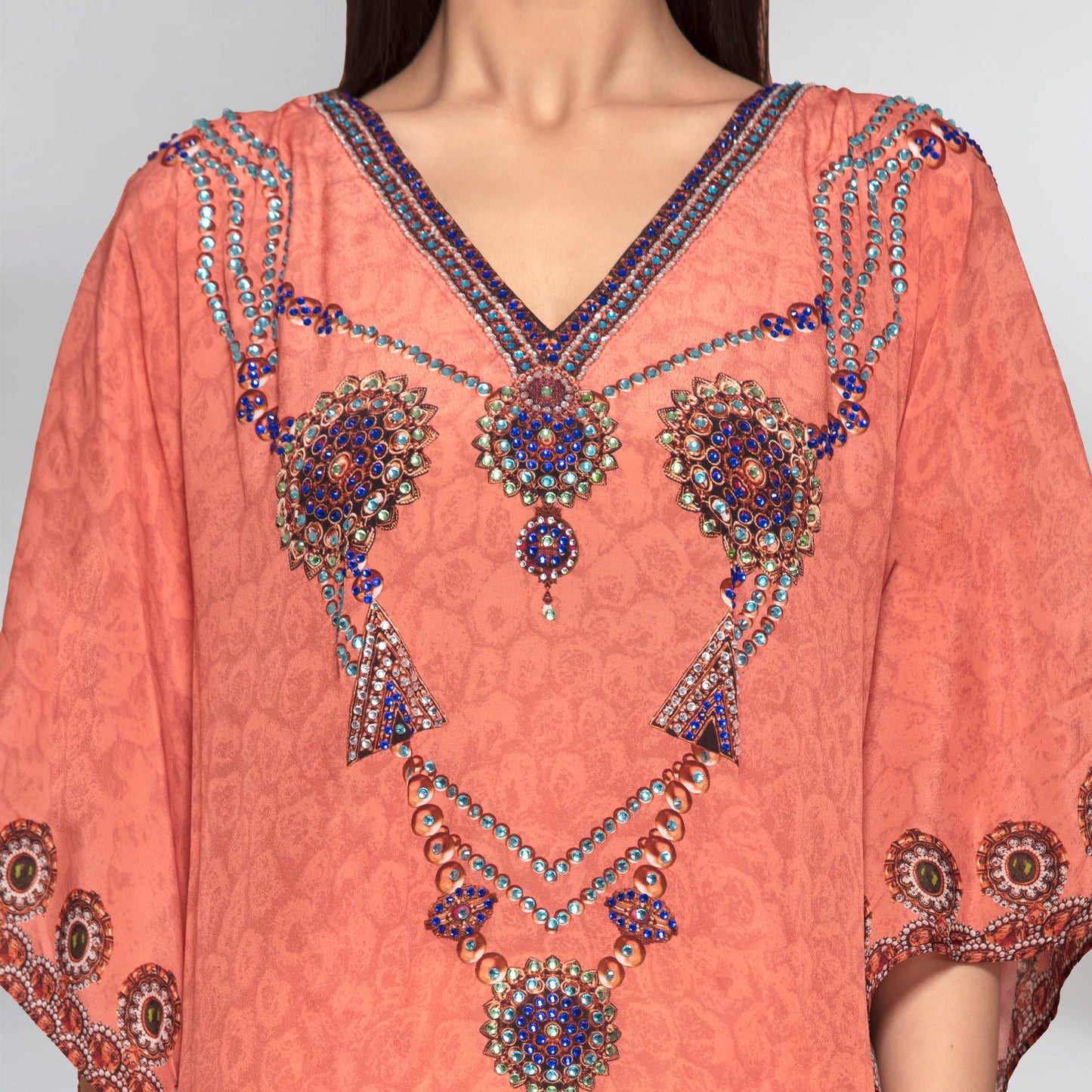 Orange Pearl Full Length Kaftan
