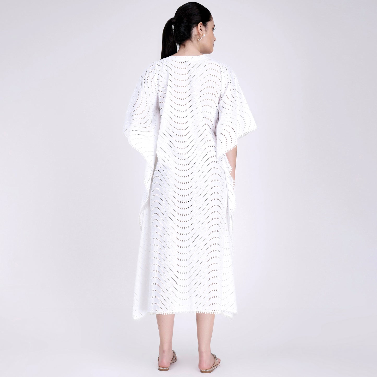 White Eyelet Full Length Kaftan