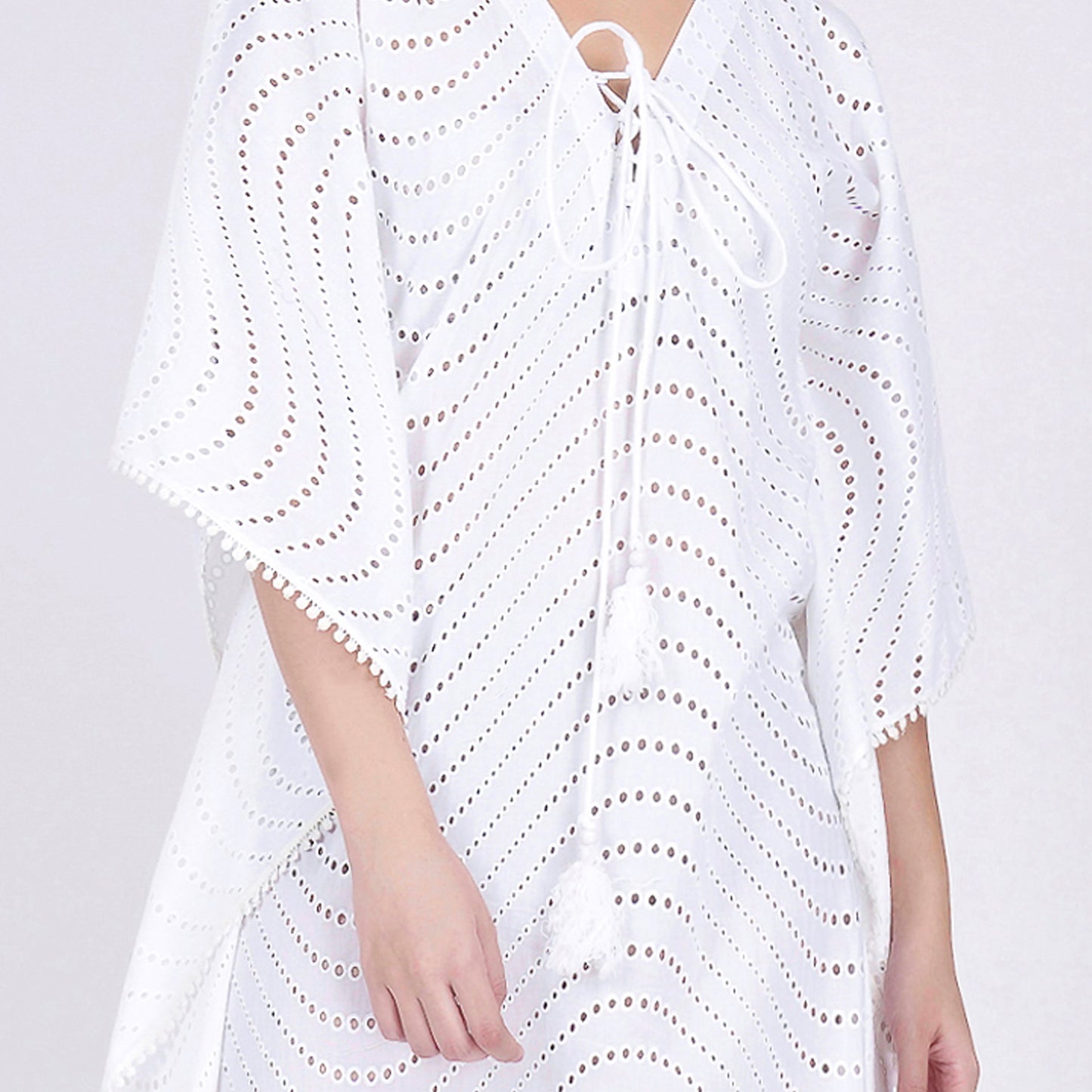 White Eyelet Full Length Kaftan