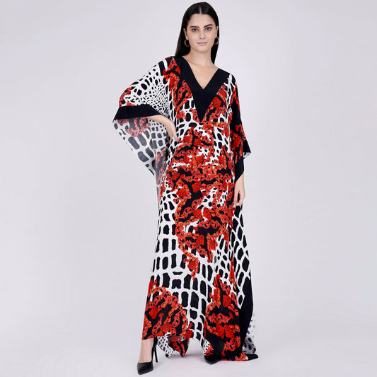 Red Baroque Full Length Kaftan