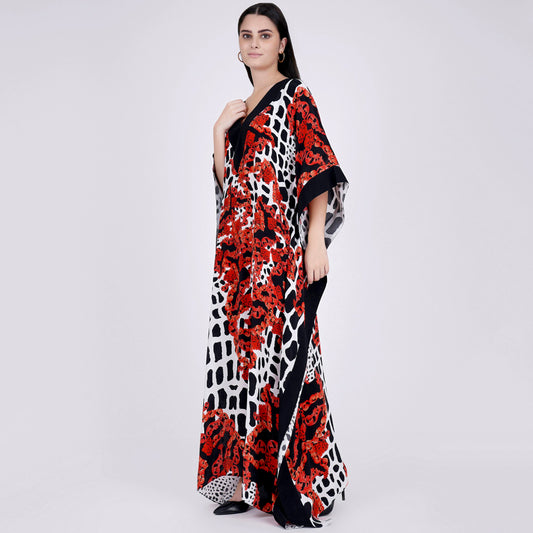 Red Baroque Full Length Kaftan
