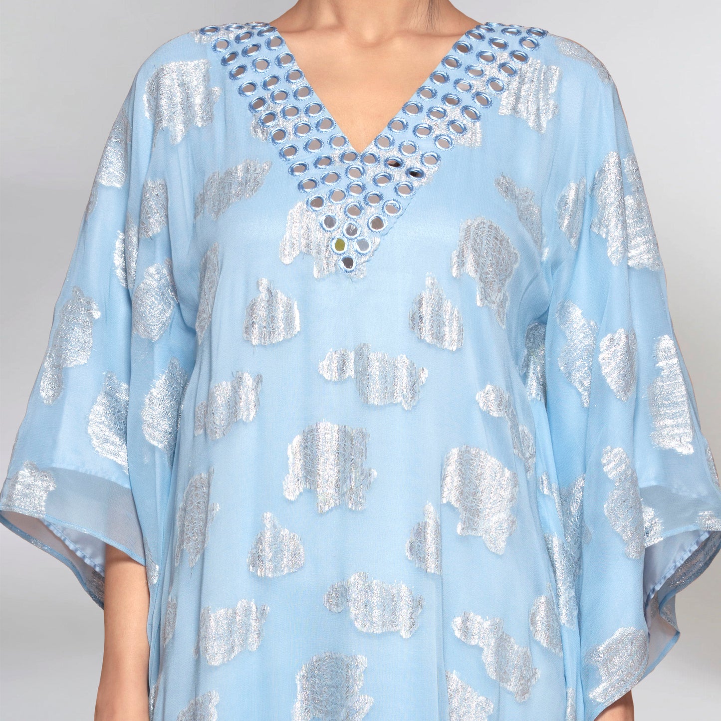 Blue and Grey Ombre Full Length Kaftan