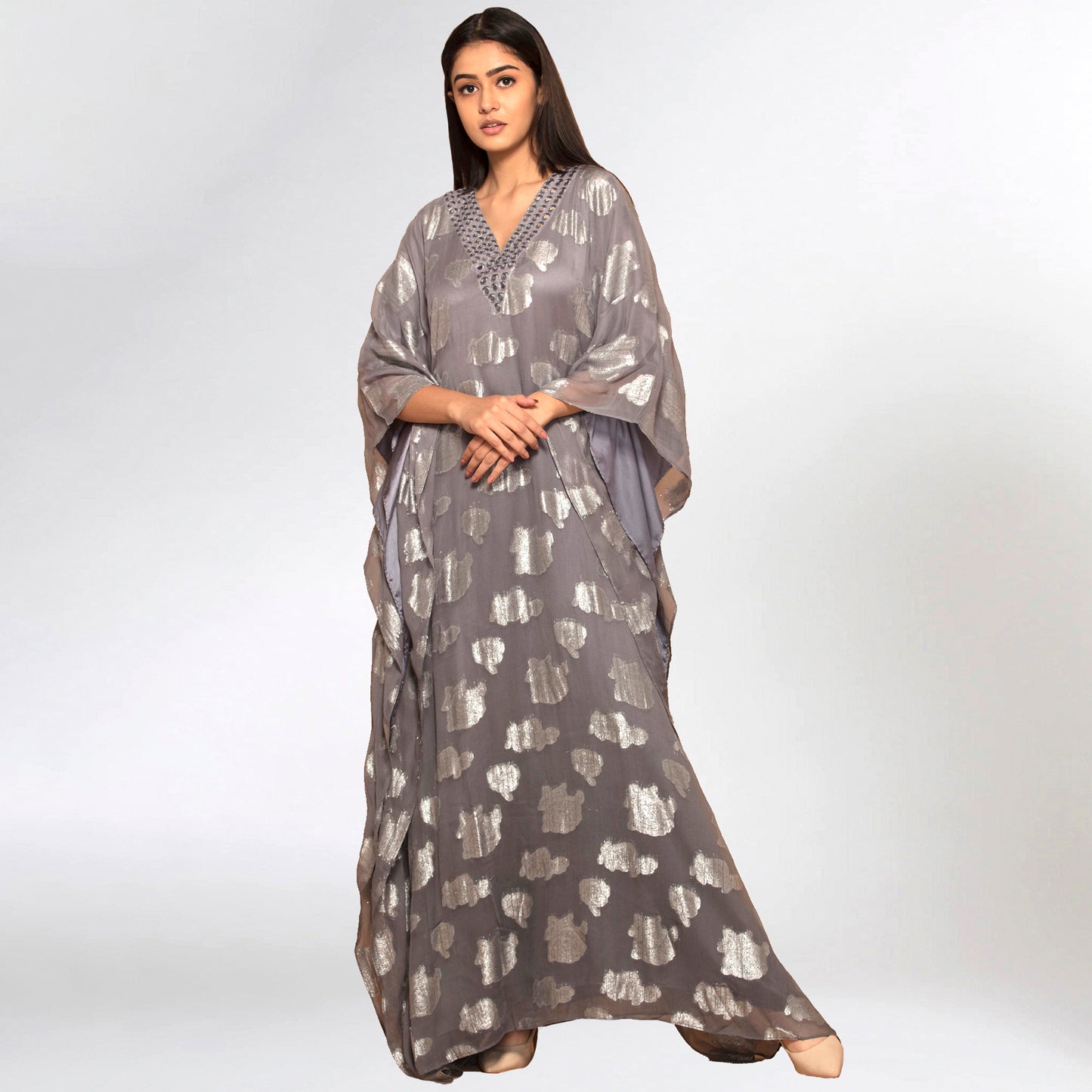 Dark Grey Ombre Full Length Kaftan