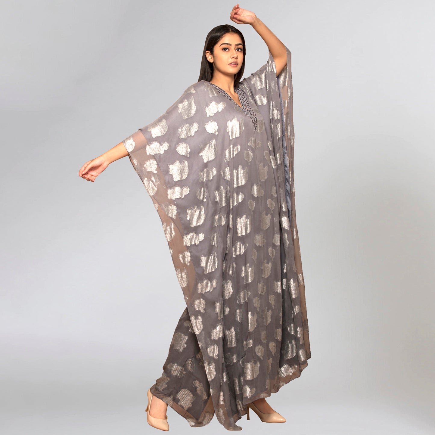 Dark Grey Ombre Full Length Kaftan