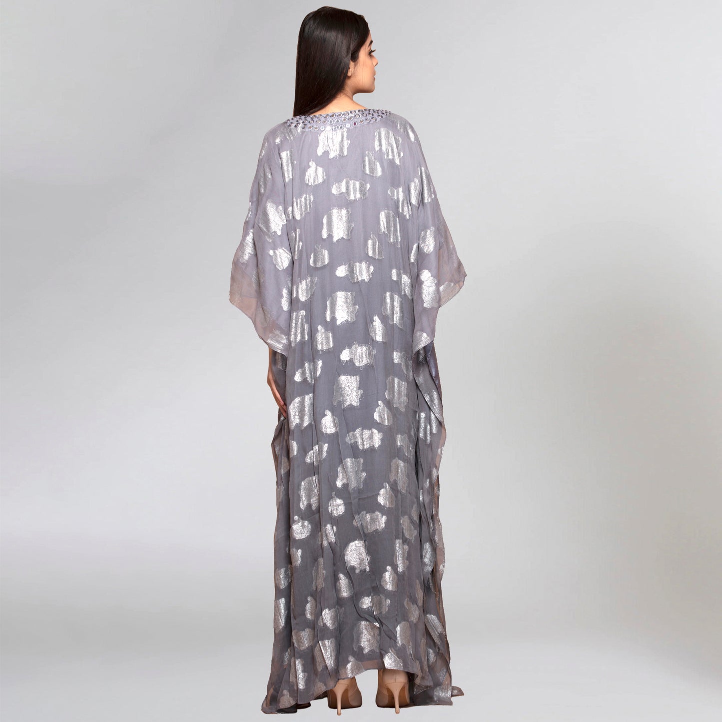 Dark Grey Ombre Full Length Kaftan