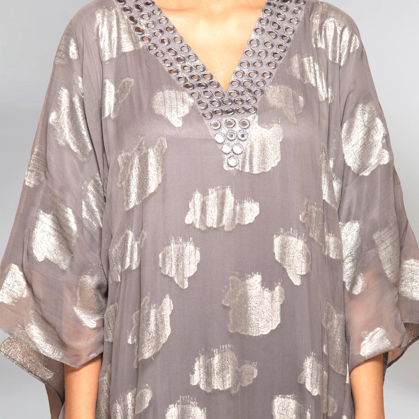 Dark Grey Ombre Full Length Kaftan