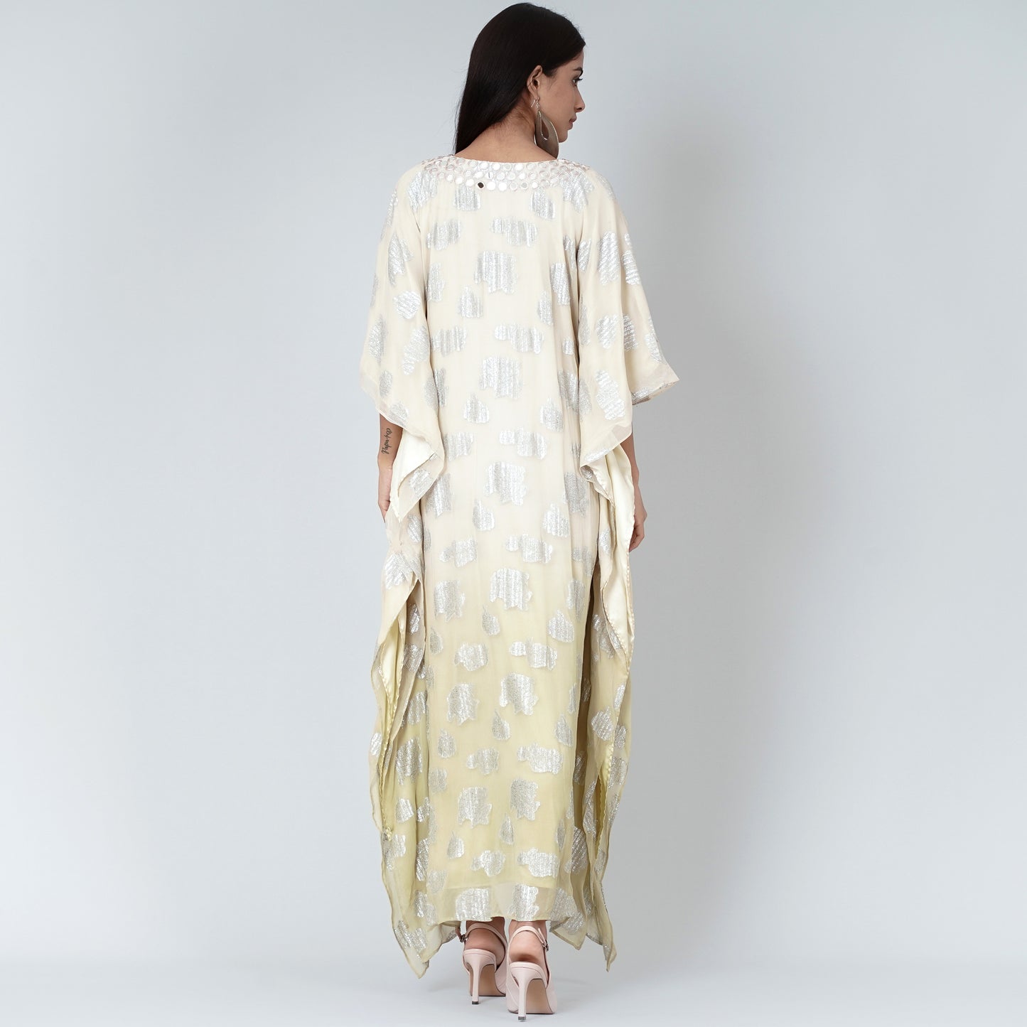 Off-White and Green Ombre Full Length Kaftan