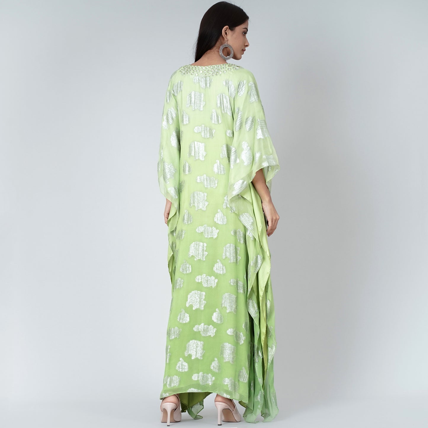 Parrot Green Ombre Full Length Kaftan