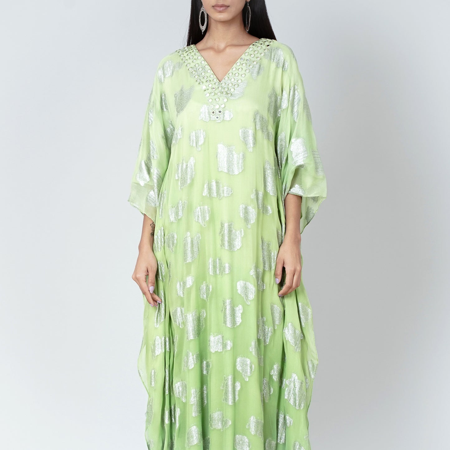 Parrot Green Ombre Full Length Kaftan