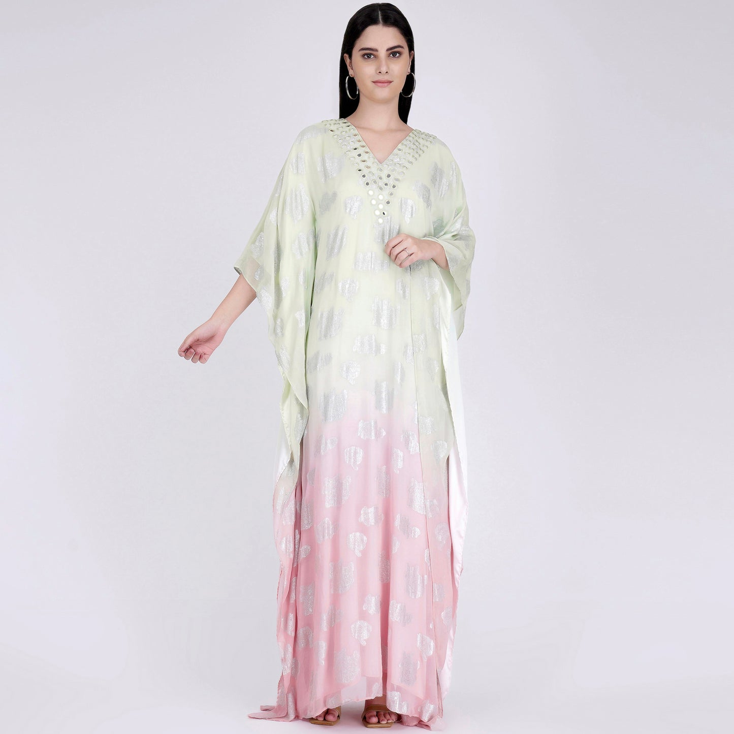 Pink and Green Ombre Full Length Kaftan