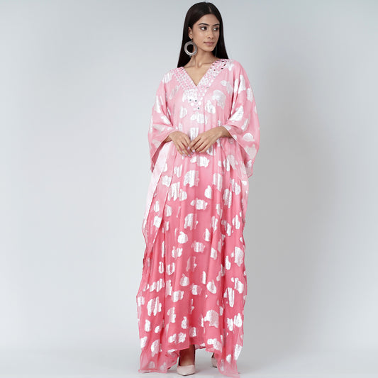 Rose Pink Ombre Full Length Kaftan