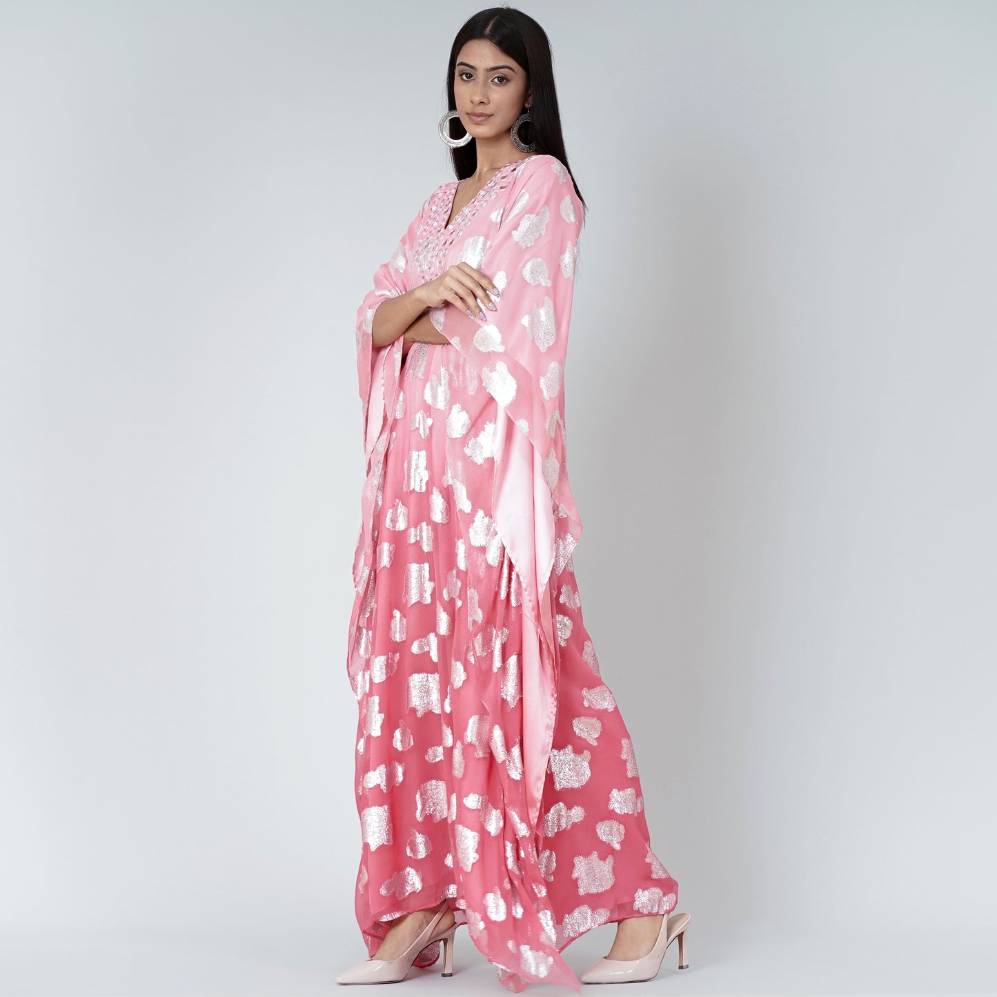 Rose Pink Ombre Full Length Kaftan
