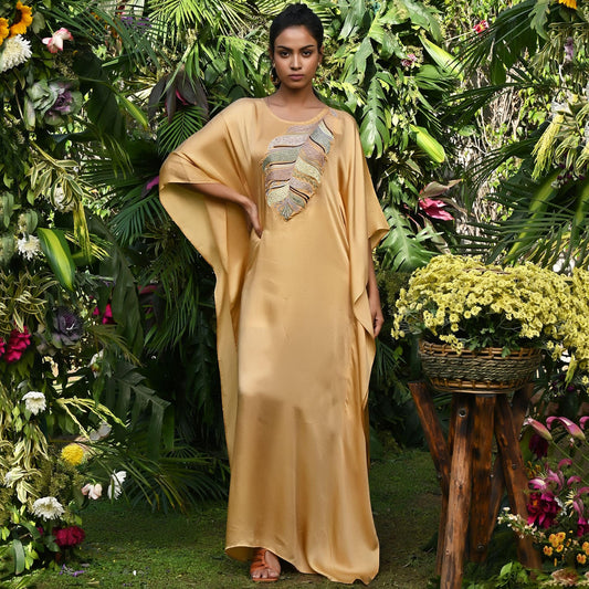 Dandelion Embroidered Full Length Kaftan