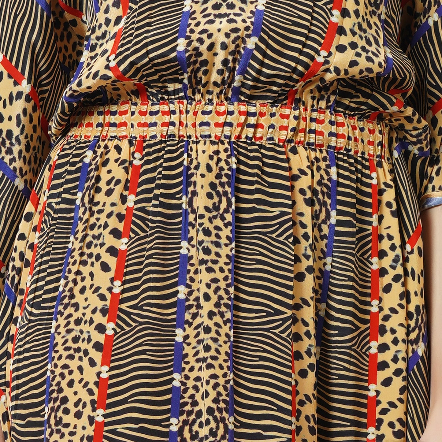 Marigold Animal Print Silk Full Length Kaftan